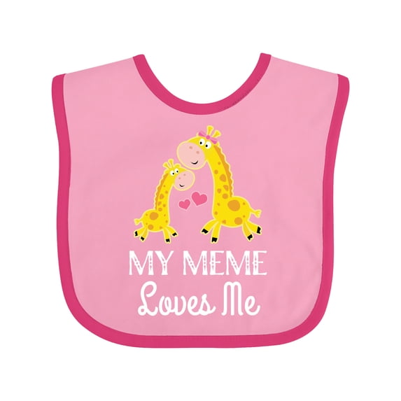 Inktastic My Meme Grandma Loves Me Giraffe Boys or Girls Baby Bib