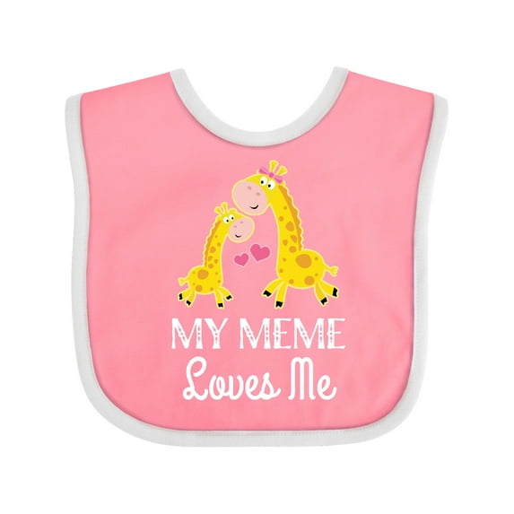 Inktastic My Meme Grandma Loves Me Giraffe Boys or Girls Baby Bib