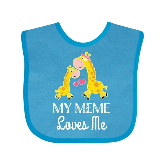 Inktastic My Meme Grandma Loves Me Giraffe Boys or Girls Baby Bib