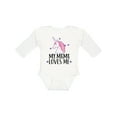 thumbnail image 1 of Inktastic My Meme Loves Me Girl Unicorn Girls Long Sleeve Baby Bodysuit, 1 of 5