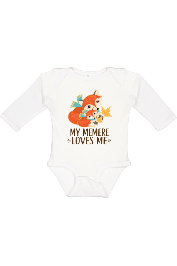 My Memere Loves Me Fox Boys or Girls Long Sleeve Baby Bodysuit