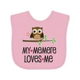 thumbnail image 1 of Inktastic My Memere Loves Me Grandchild Owl for Girl Girls Baby Bib, 1 of 4