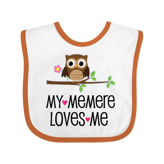 Inktastic My Memere Loves Me Grandchild Owl for Girl Girls Baby Bib