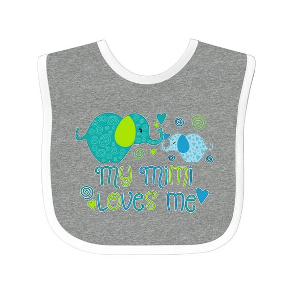 Inktastic My Mimi Loves Me Cute Elephants Boys or Girls Baby Bib