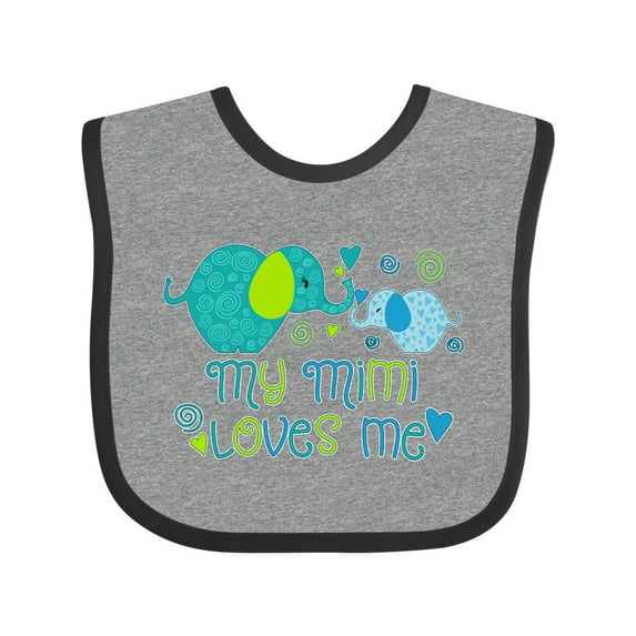 Inktastic My Mimi Loves Me Cute Elephants Boys or Girls Baby Bib