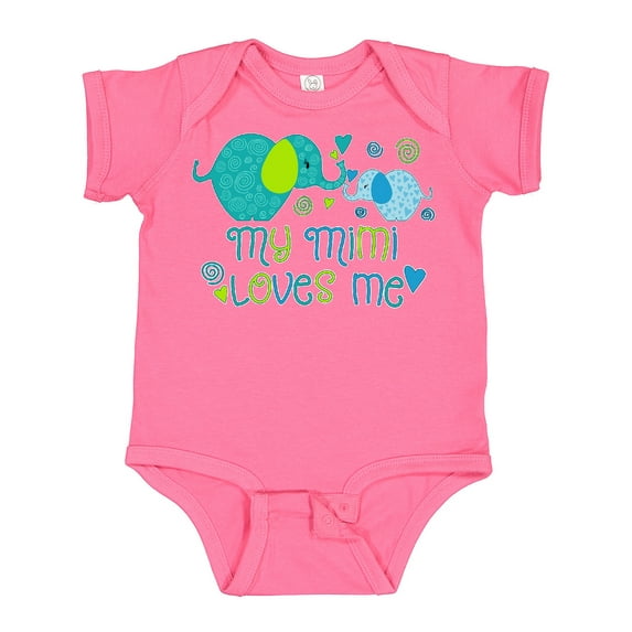 Inktastic My Mimi Loves Me Cute Elephants Boys or Girls Baby Bodysuit