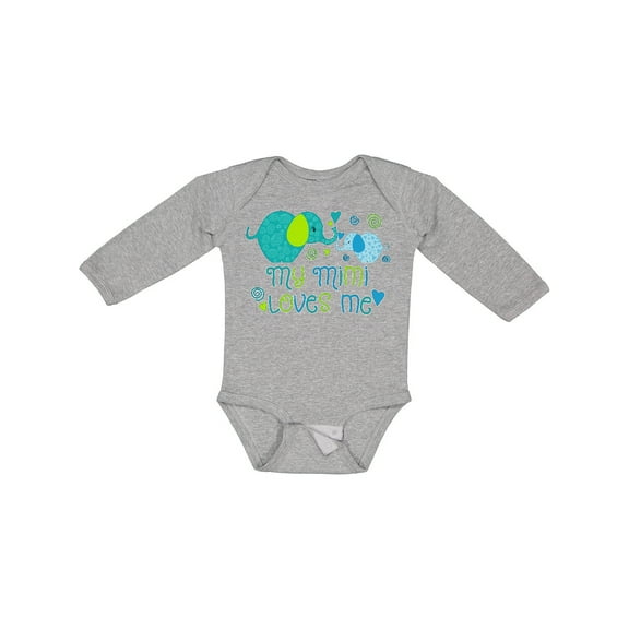 Inktastic My Mimi Loves Me Cute Elephants Boys or Girls Long Sleeve Baby Bodysuit