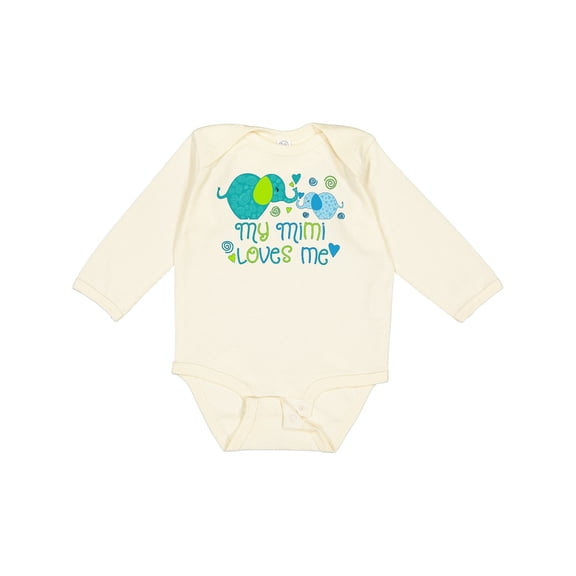 Inktastic My Mimi Loves Me Cute Elephants Boys or Girls Long Sleeve Baby Bodysuit