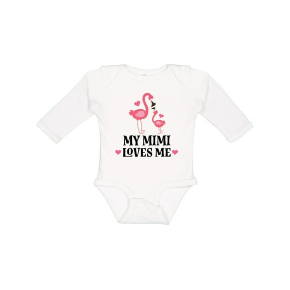 Inktastic My Mimi Loves Me Flamingo Gift Girls Long Sleeve Baby Bodysuit