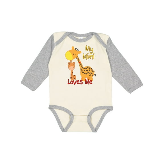 Inktastic My Mimi Loves Me Giraffe Boys or Girls Long Sleeve Baby Bodysuit