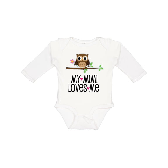 Inktastic My Mimi Loves Me Girls Owl Girls Long Sleeve Baby Bodysuit