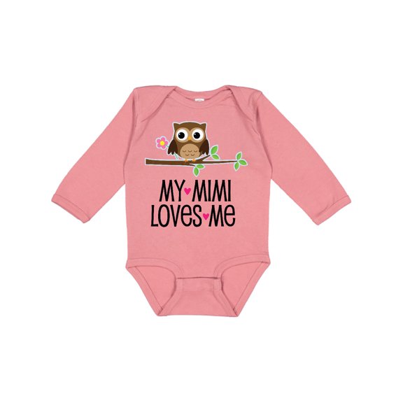 Inktastic My Mimi Loves Me Girls Owl Girls Long Sleeve Baby Bodysuit