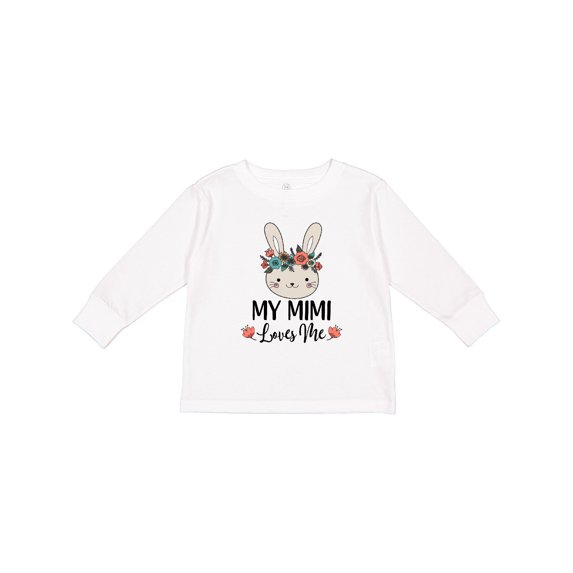 Inktastic My Mimi Loves Me Granddaughter Bunny Girls Long Sleeve Toddler T-Shirt