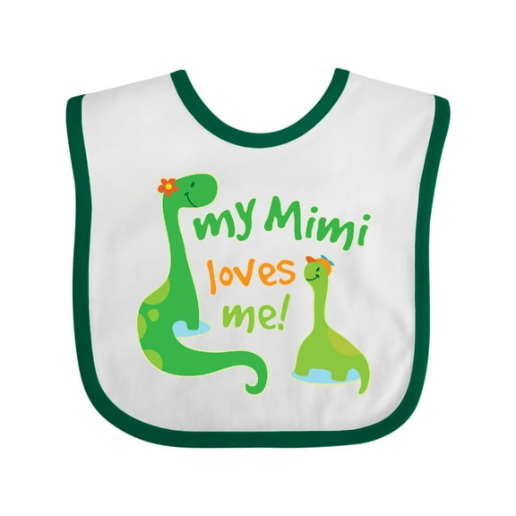 Inktastic My Mimi Loves Me Grandson Dinosaur Boys Baby Bib