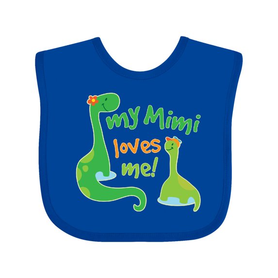 Inktastic My Mimi Loves Me Grandson Dinosaur Boys Baby Bib