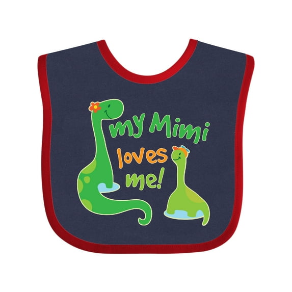 Inktastic My Mimi Loves Me Grandson Dinosaur Boys Baby Bib