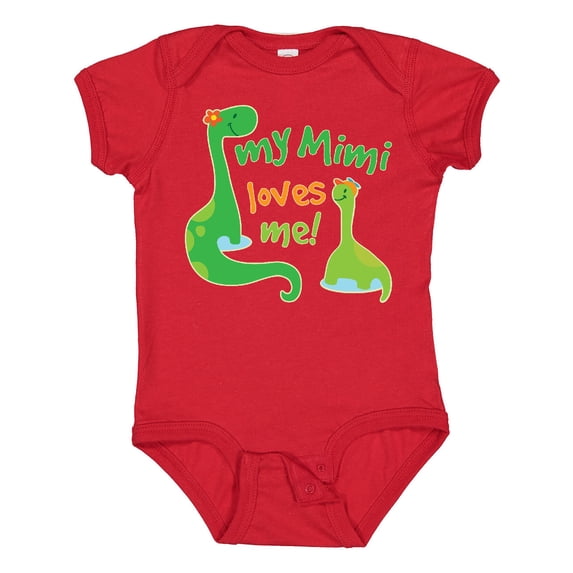 Inktastic My Mimi Loves Me Grandson Dinosaur Boys Baby Bodysuit
