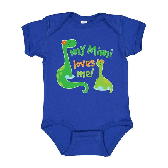 Inktastic My Mimi Loves Me Grandson Dinosaur Boys Baby Bodysuit