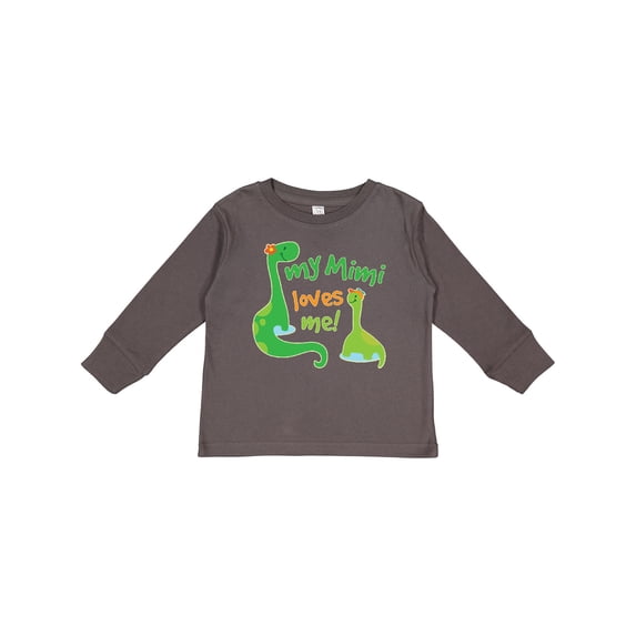Inktastic My Mimi Loves Me Grandson Dinosaur Boys Long Sleeve Toddler T-Shirt