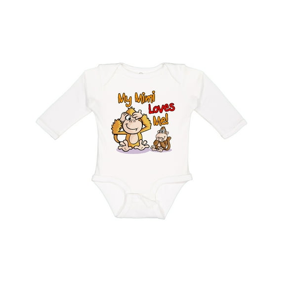 Inktastic My Mimi Loves Me Monkey Boys or Girls Long Sleeve Baby Bodysuit