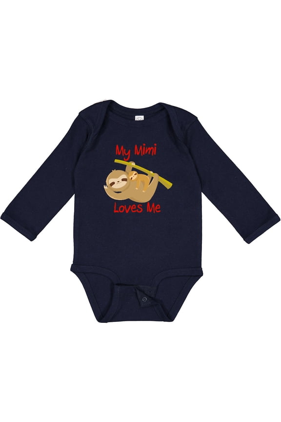 My Mimi Loves Me Sloth Boys or Girls Long Sleeve Baby Bodysuit