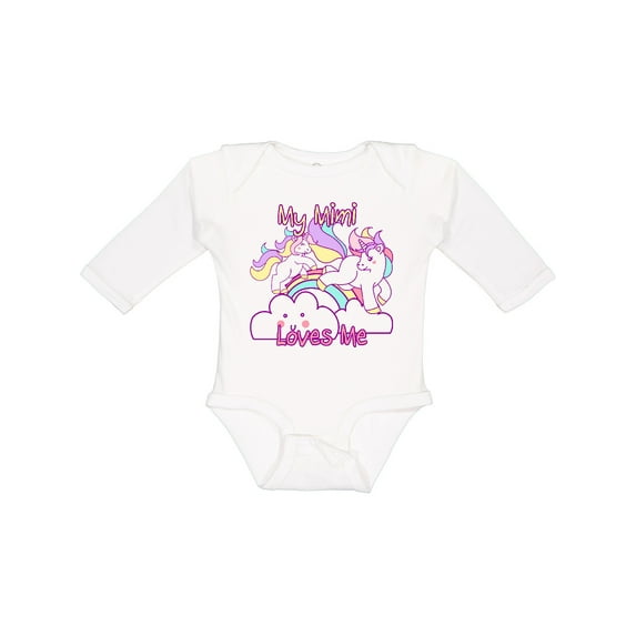 Inktastic My Mimi Loves Me Unicorn Girls Long Sleeve Baby Bodysuit