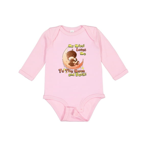Inktastic My Mimi Loves Me to the Moon and Back Boys or Girls Long Sleeve Baby Bodysuit
