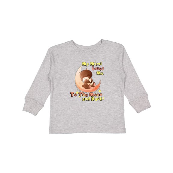 Inktastic My Mimi Loves Me to the Moon and Back Boys or Girls Long Sleeve Toddler T-Shirt