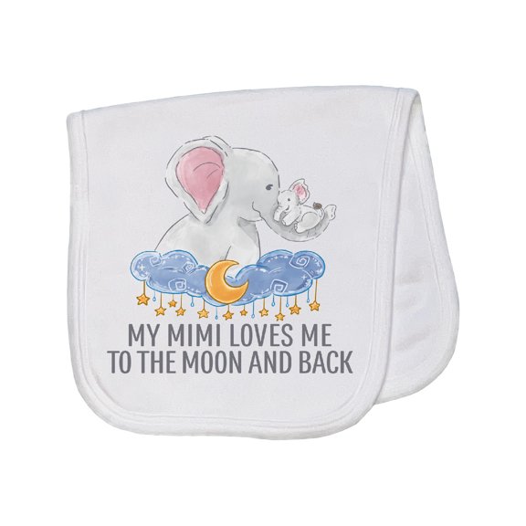 Inktastic My Mimi Loves Me to the Moon and Back Elephants in Clouds Baby Burp Cloth