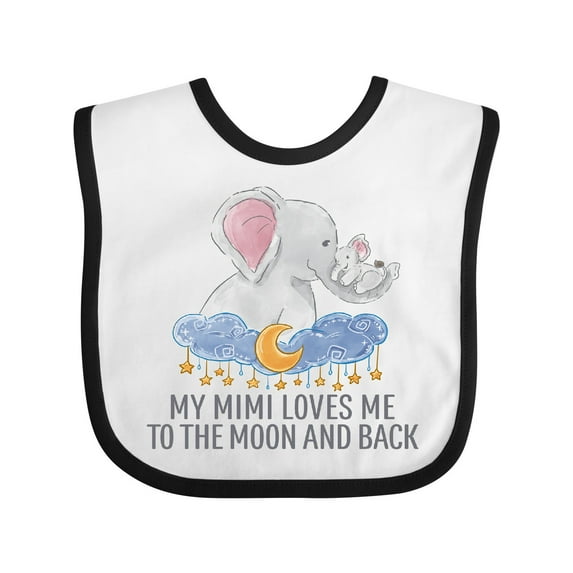 Inktastic My Mimi Loves Me to the Moon and Back Elephants in Clouds Boys or Girls Baby Bib