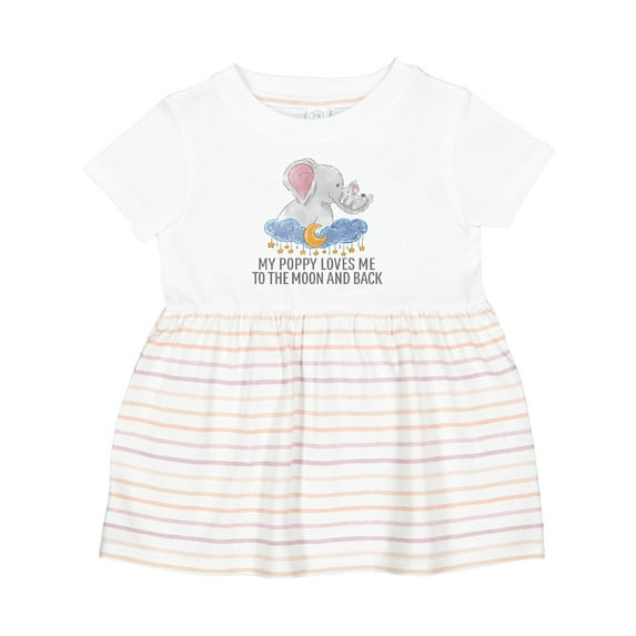 Inktastic My Poppy Loves Me to the Moon and Back Elephants in Clouds Girls Baby Dress