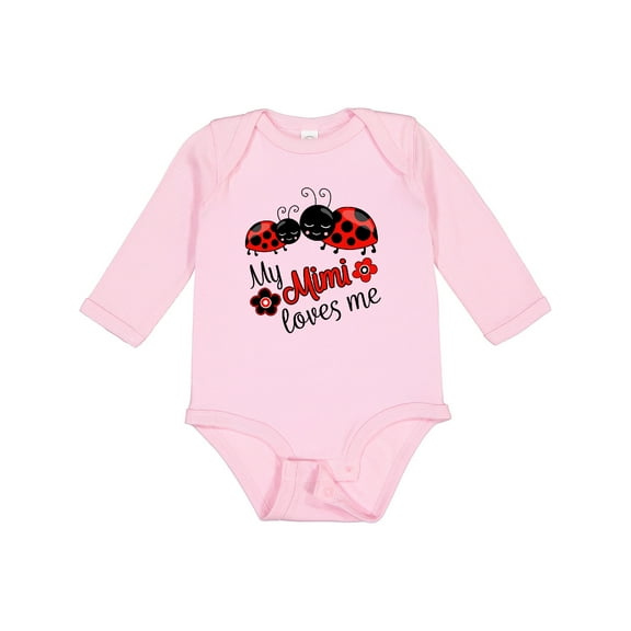 Inktastic My Mimi Loves Me with Cute Ladybugs Boys or Girls Long Sleeve Baby Bodysuit