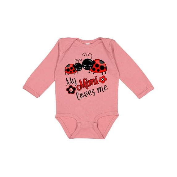 Inktastic My Mimi Loves Me with Cute Ladybugs Boys or Girls Long Sleeve Baby Bodysuit