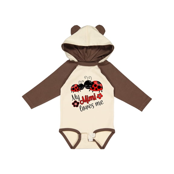 Inktastic My Mimi Loves Me with Cute Ladybugs Boys or Girls Long Sleeve Baby Bodysuit