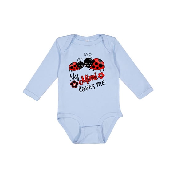 Inktastic My Mimi Loves Me with Cute Ladybugs Boys or Girls Long Sleeve Baby Bodysuit