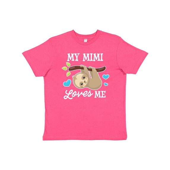 Inktastic My Mimi Loves Me with Sloth and Hearts Youth T-Shirt
