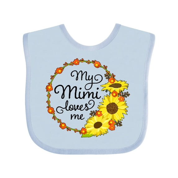 Inktastic My Mimi Loves Me with Sunflower Wreath Boys or Girls Baby Bib