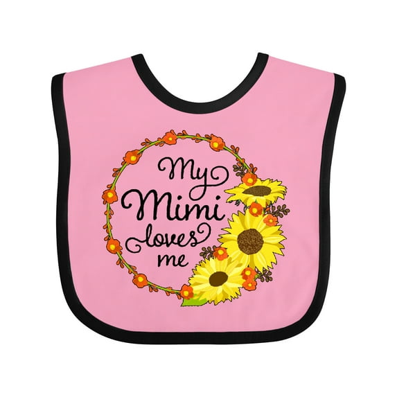 Inktastic My Mimi Loves Me with Sunflower Wreath Boys or Girls Baby Bib