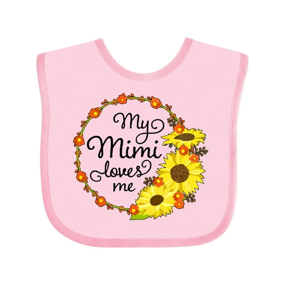 Inktastic My Mimi Loves Me with Sunflower Wreath Boys or Girls Baby Bib