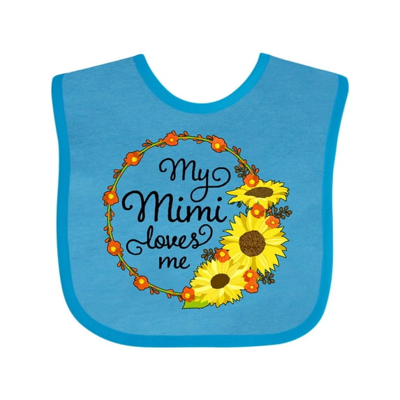 Inktastic My Mimi Loves Me with Sunflower Wreath Boys or Girls Baby Bib