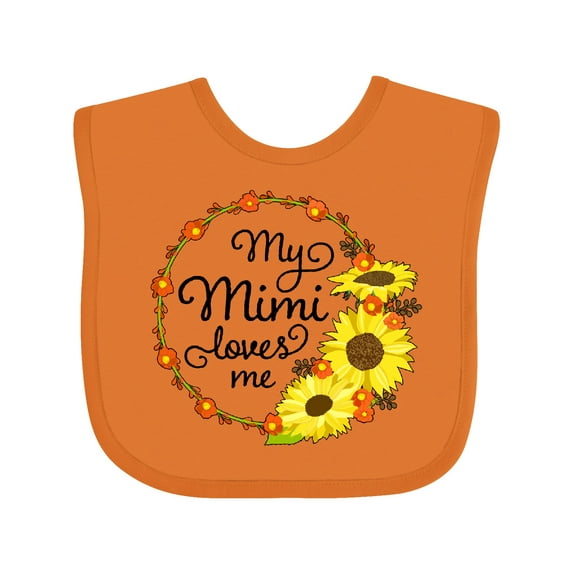Inktastic My Mimi Loves Me with Sunflower Wreath Boys or Girls Baby Bib