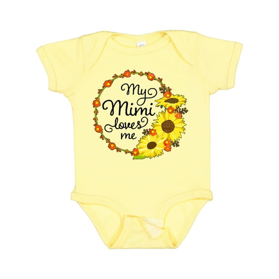 Inktastic My Mimi Loves Me with Sunflower Wreath Boys or Girls Baby Bodysuit