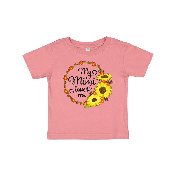 Inktastic My Mimi Loves Me with Sunflower Wreath Boys or Girls Baby T-Shirt