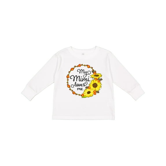 Inktastic My Mimi Loves Me with Sunflower Wreath Boys or Girls Long Sleeve Toddler T-Shirt