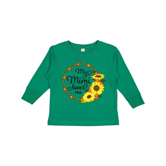 Inktastic My Mimi Loves Me with Sunflower Wreath Boys or Girls Long Sleeve Toddler T-Shirt