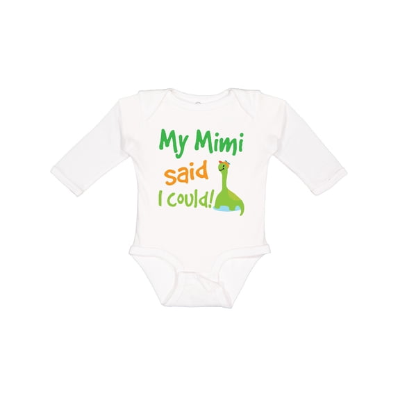 Inktastic My Mimi Said I Could Funny Dinosaur Boys Long Sleeve Baby Bodysuit