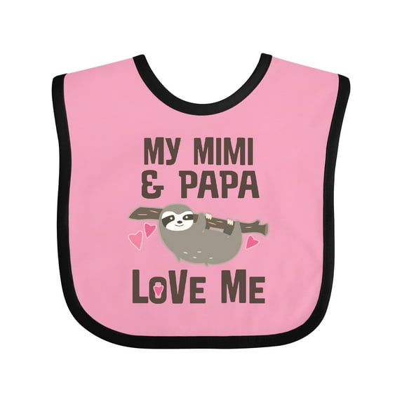Inktastic My Mimi and Papa Love Me Sloth Girls Baby Bib