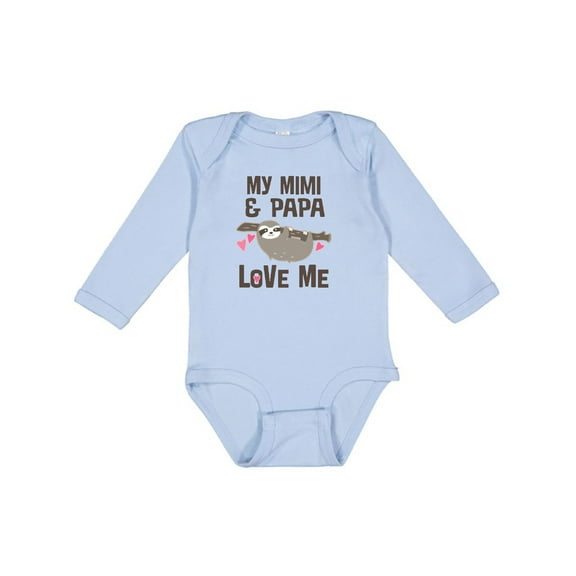 Inktastic My Mimi and Papa Love Me Sloth Girls Long Sleeve Baby Bodysuit