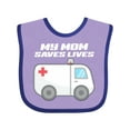 thumbnail image 1 of Inktastic My Mom Saves Lives Ambulance Boys or Girls Baby Bib, 1 of 4