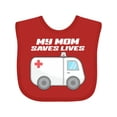 thumbnail image 1 of Inktastic My Mom Saves Lives Ambulance Boys or Girls Baby Bib, 1 of 4